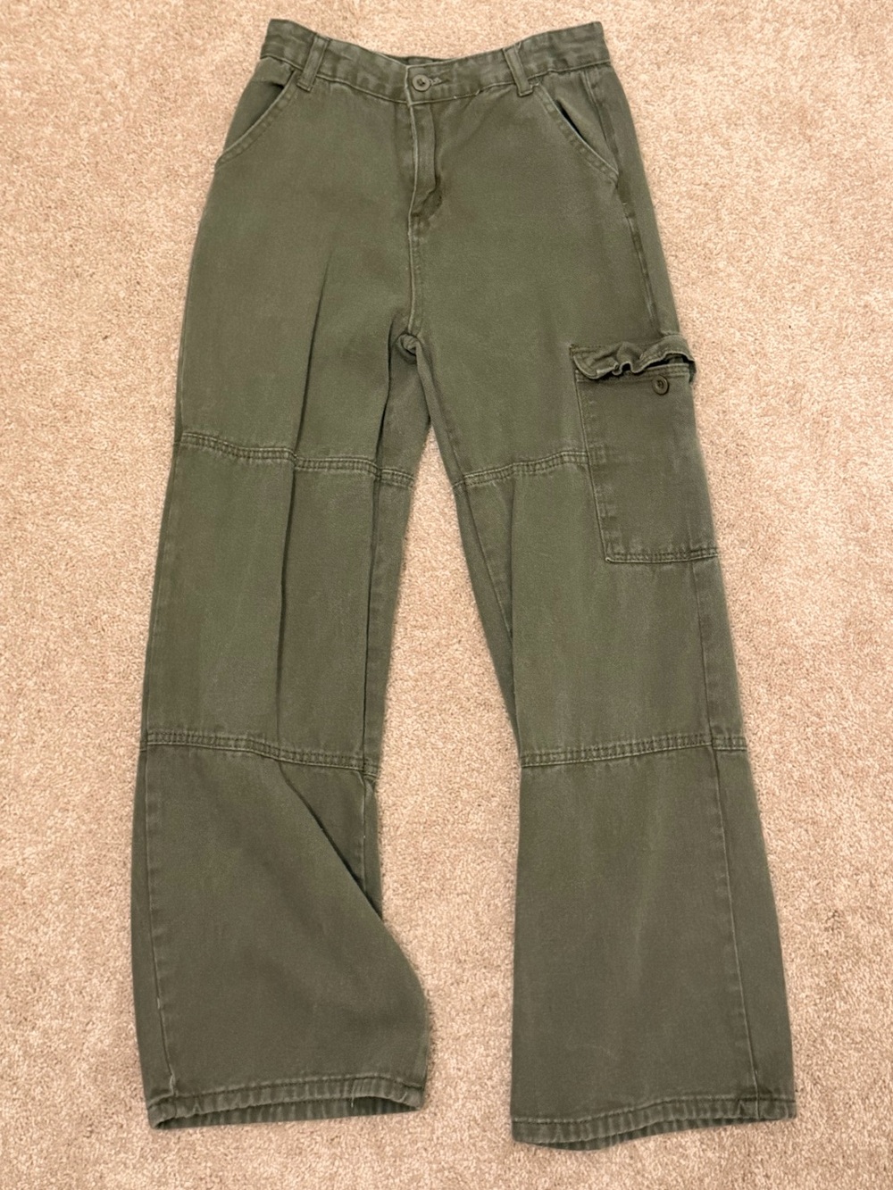 Olive Green Wide Leg Cargo Pants